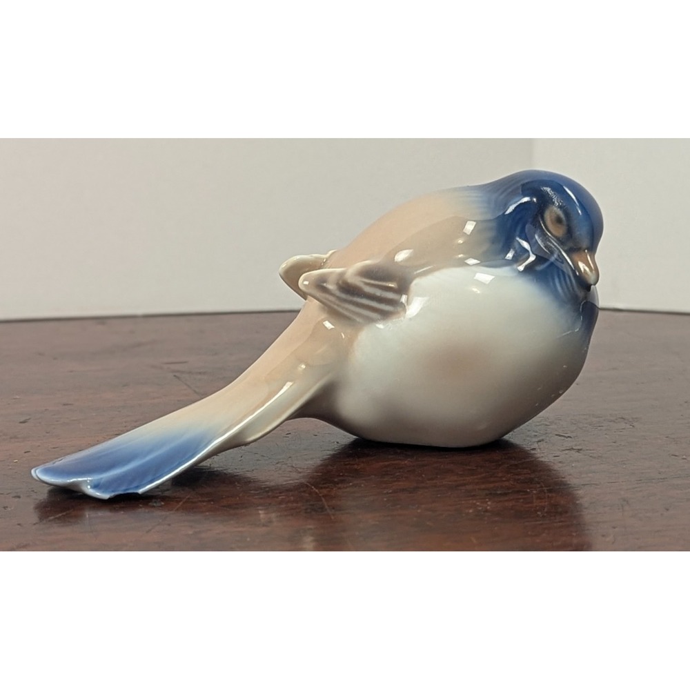 Vintage Royal Copenhagen Denmark Porcelain Bird Figurine 411 Blue Gray 5"